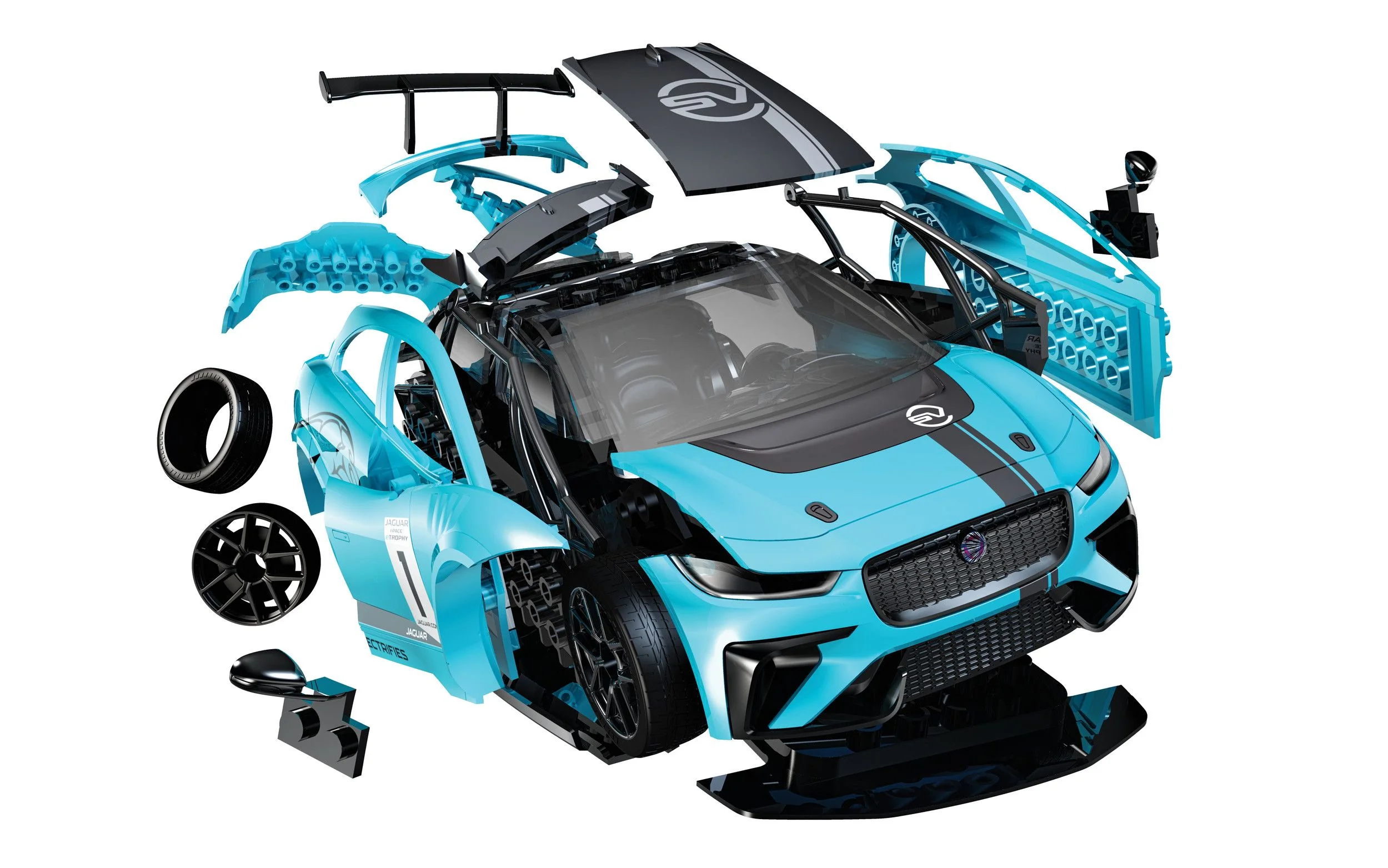 Airfix QUICKBUILD Jaguar I-PACE eTROPHY Model z klocków - Image 3
