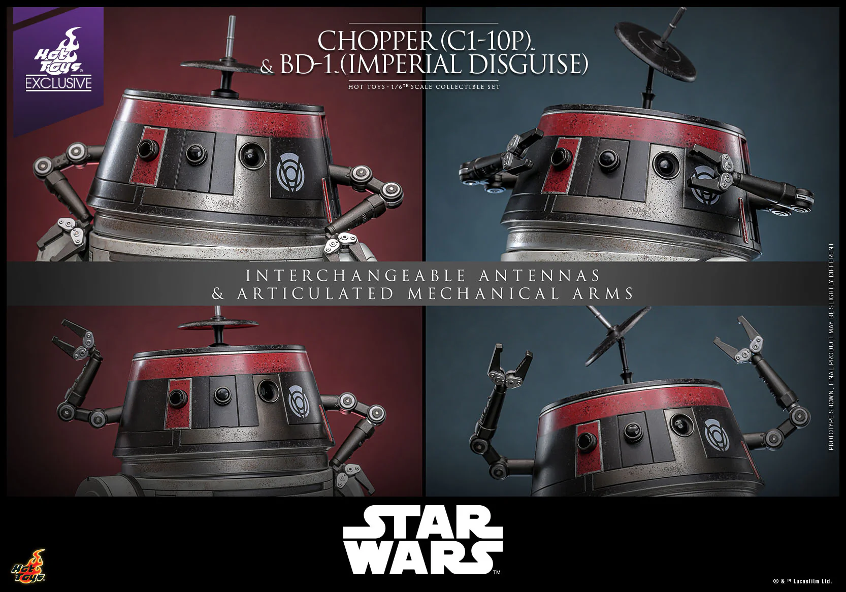 Chopper C1-10P & BD-1 Imperial Disguise Star Wars 1/6 Hot Toys Exclusive Figurki 18 cm & 8 cm cm - Image 13