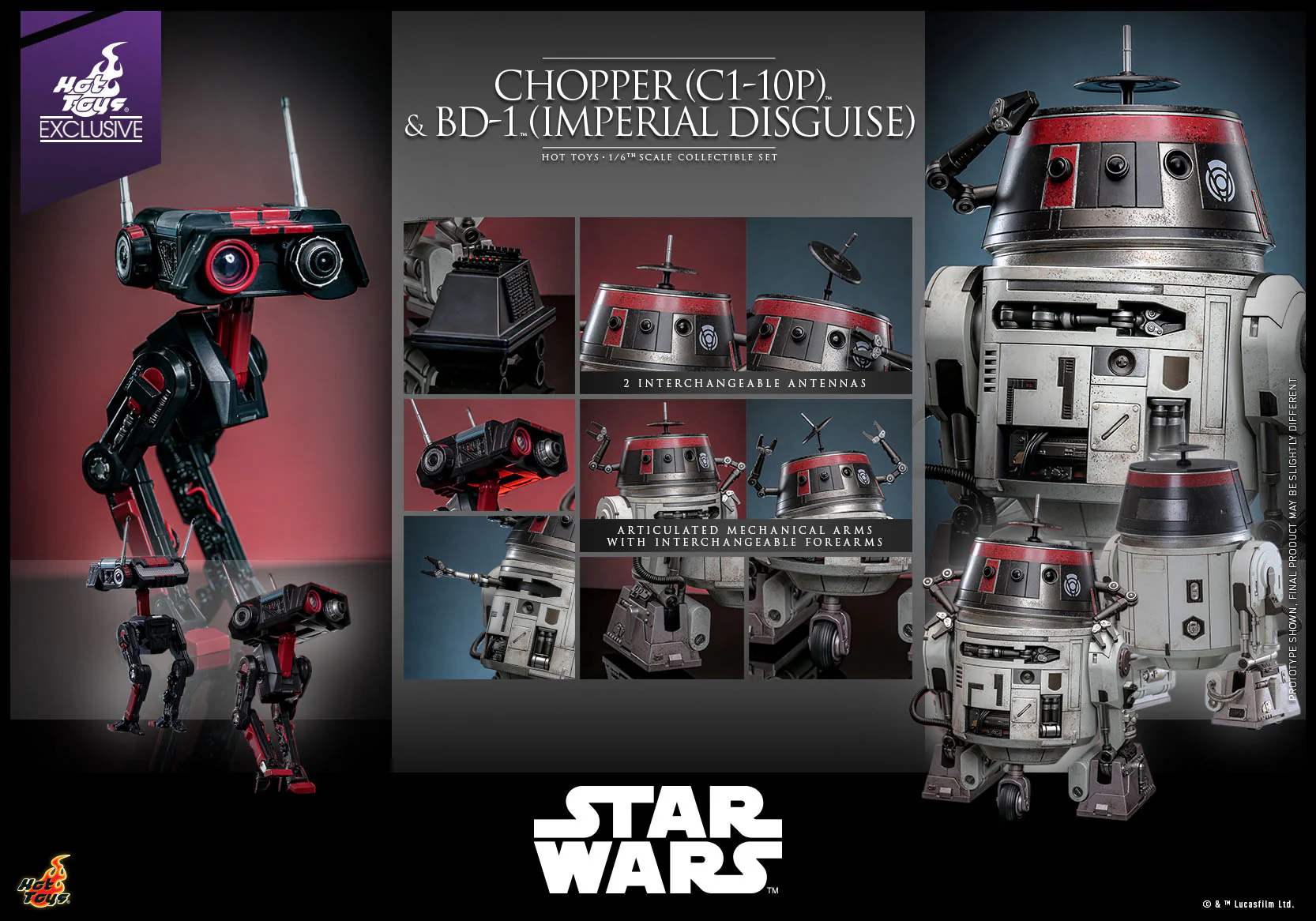 Chopper C1-10P & BD-1 Imperial Disguise Star Wars 1/6 Hot Toys Exclusive Figurki 18 cm & 8 cm cm - Image 29