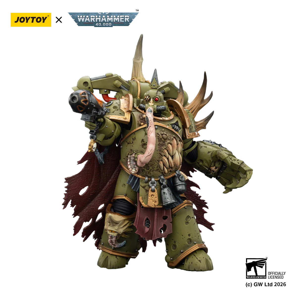Death Guard Plague Marine Champion with Plasma Pistol and Power Fist Warhammer 40k 1/18 Figurka 12 cm