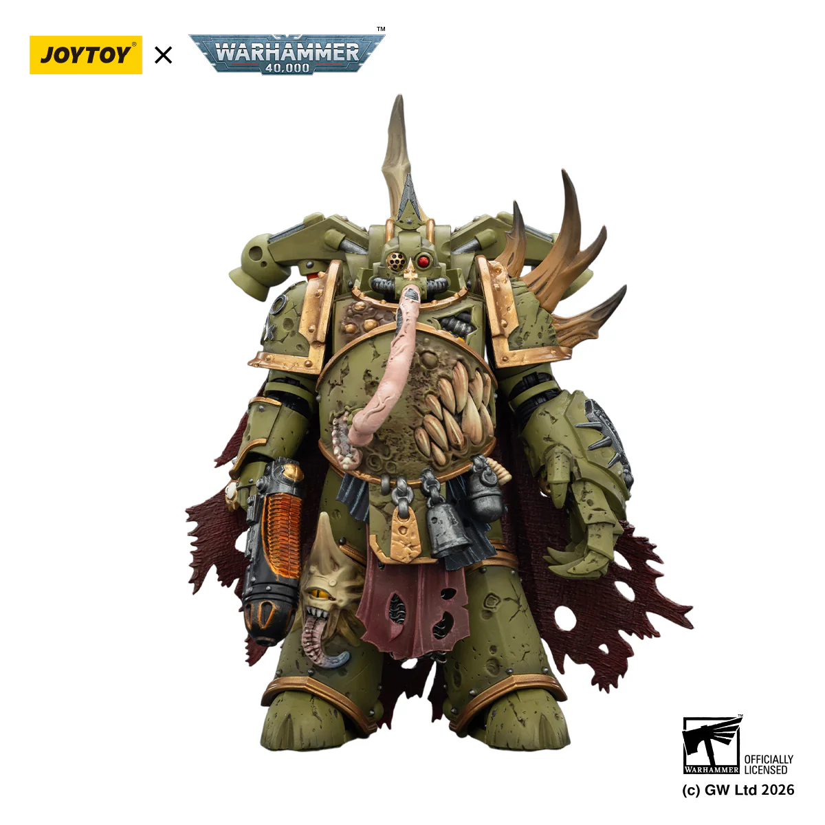 Death Guard Plague Marine Champion with Plasma Pistol and Power Fist Warhammer 40k 1/18 Figurka 12 cm - Image 3
