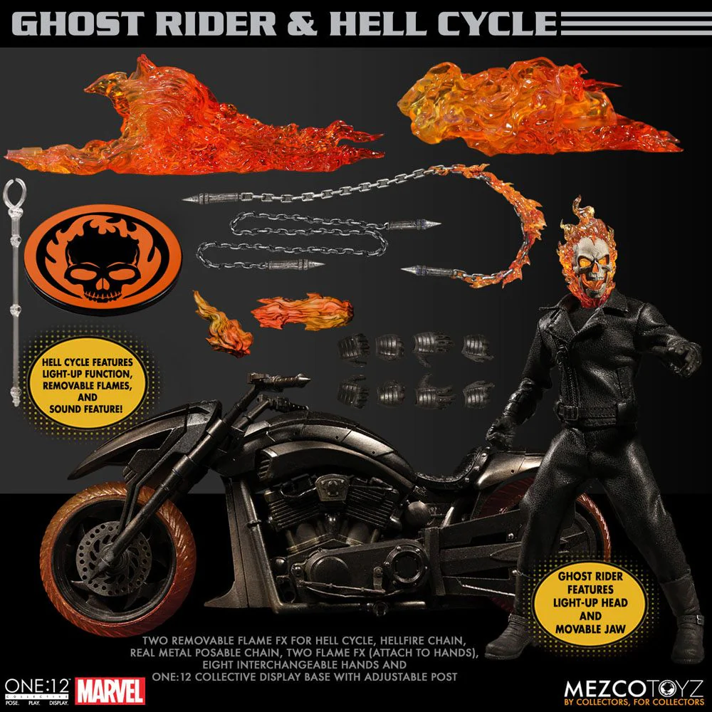 Ghost Rider & Vehicle with Sound & Light Up 1/12 Figurka 19 cm - Image 16