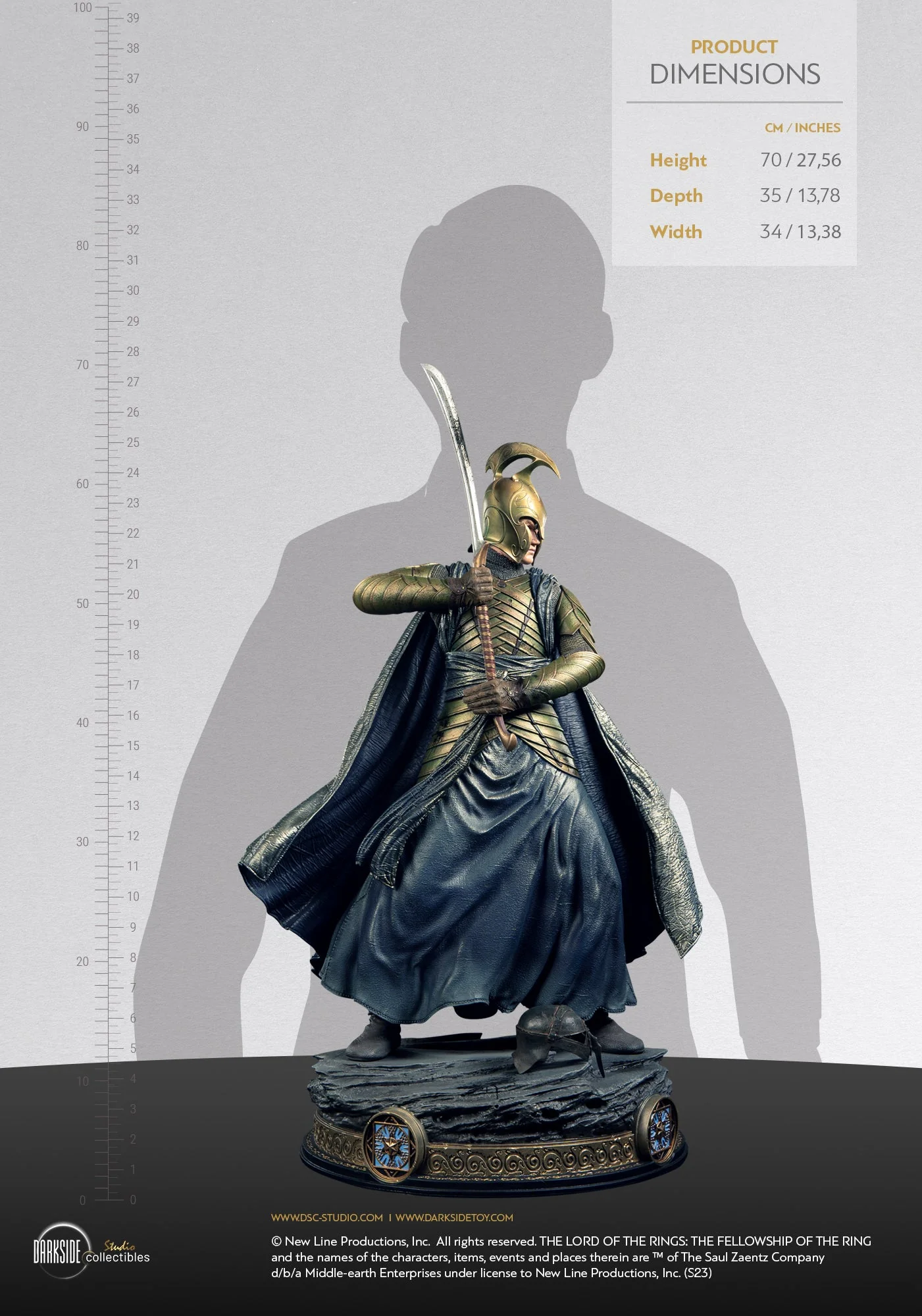 High Elven Warrior Lord of the Rings MS Series Statue 1/3 John Howe Signature Edition Figurka 90 cm - Image 15