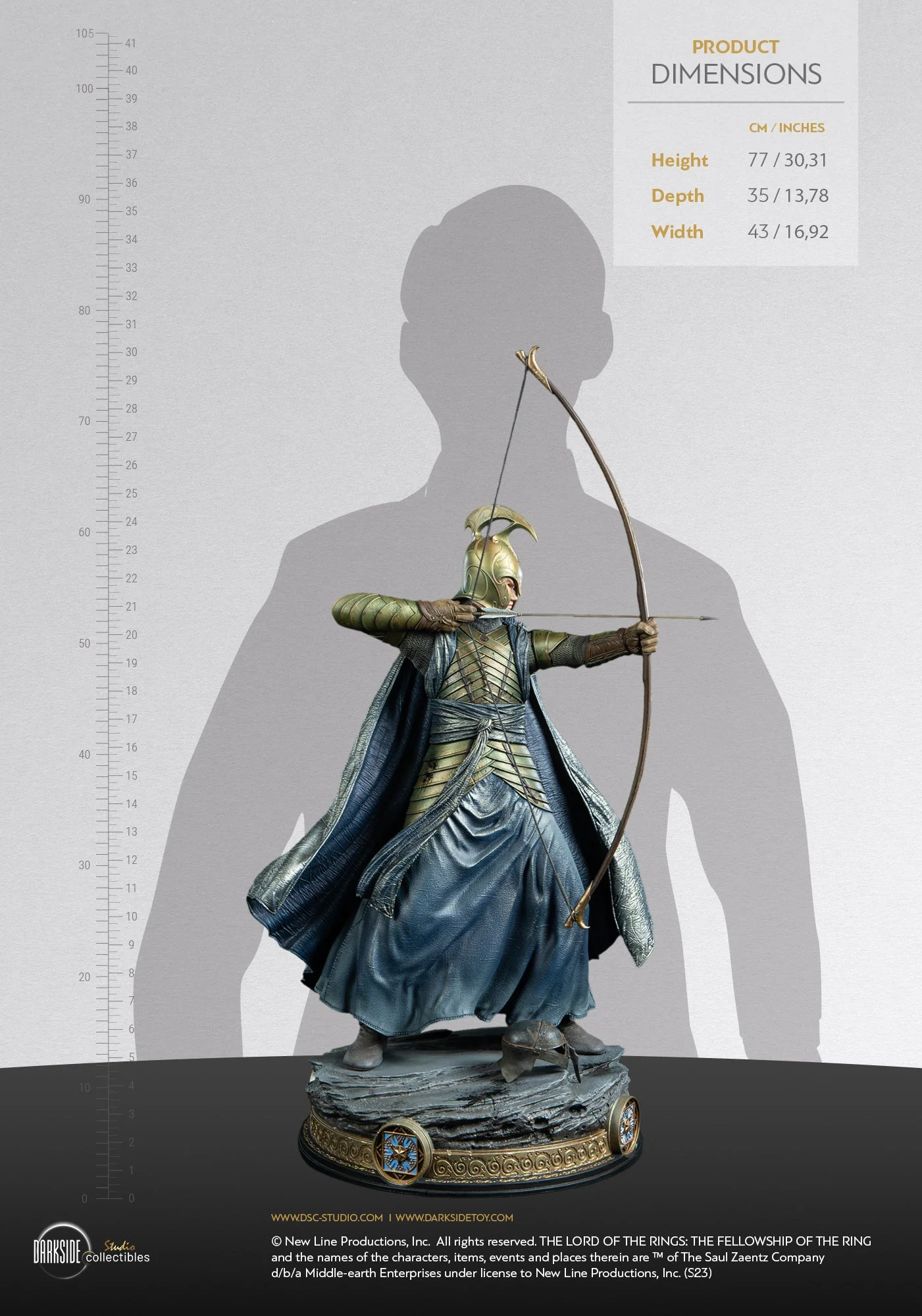 High Elven Warrior Lord of the Rings MS Series Statue 1/3 John Howe Signature Edition Figurka 90 cm - Image 16