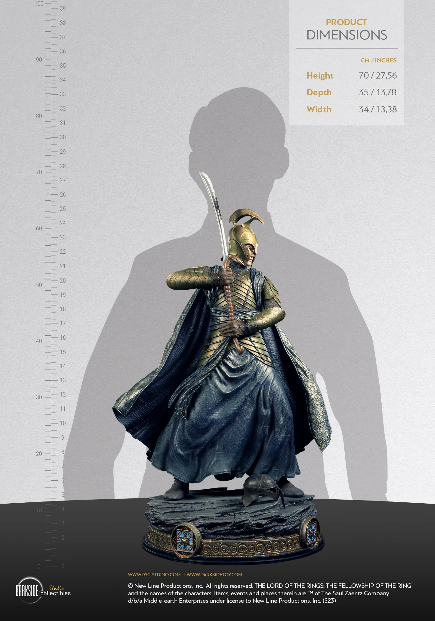 High Elven Warrior Lord of the Rings QS Series Statue 1/4 John Howe Signature Edition Figurka 70 cm - Image 15