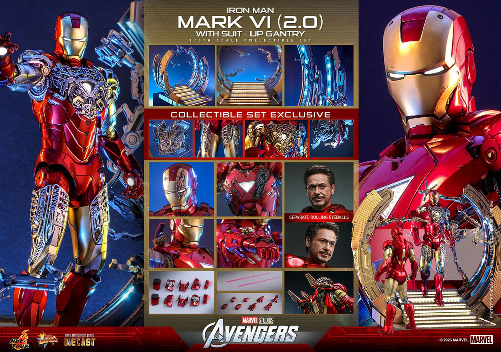 Iron Man Mark VI (2.0) with Suit-Up Gantry Marvel's The Avengers Movie Masterpiece Diecast 1/6 Figurka 32 cm - Image 22