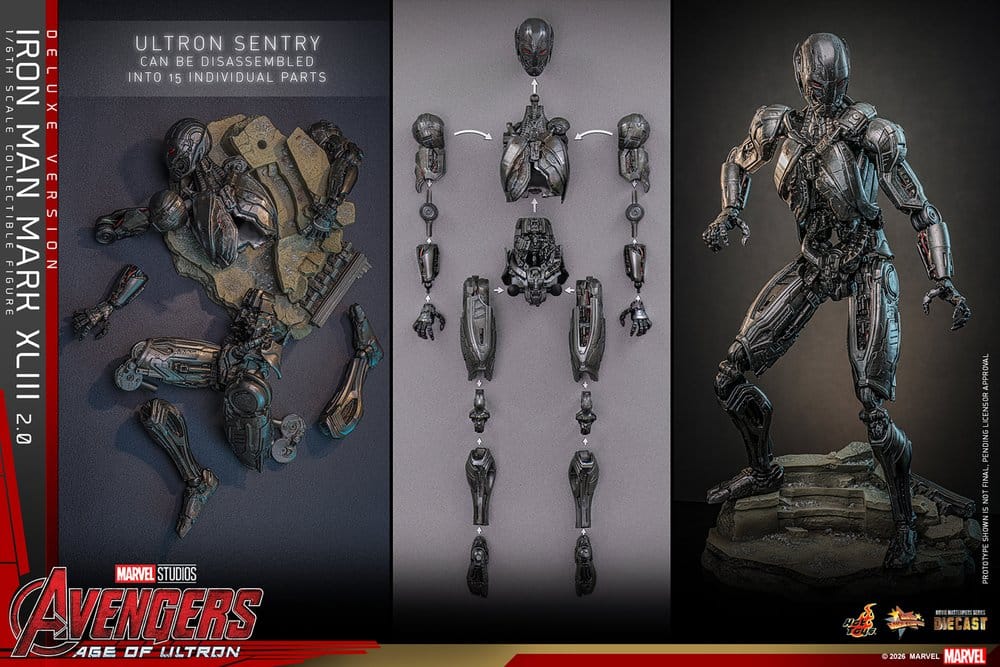 Iron Man Mark XLIII (2.0) Marvel Avengers: Age of Ultron Movie Masterpiece Diecast Deluxe Version 1/6 Figurka 32 cm - Image 23