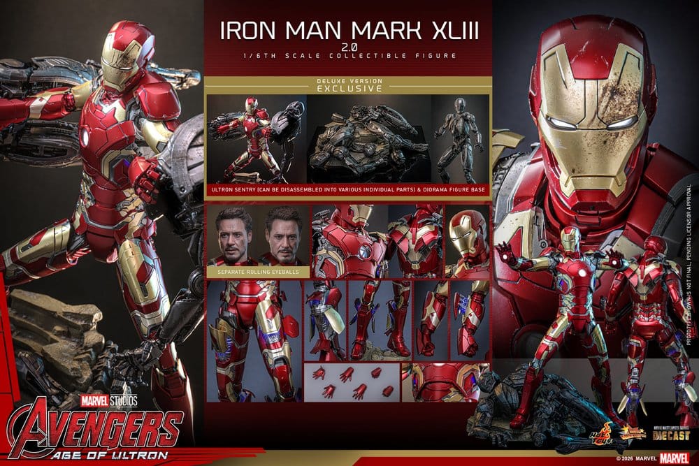 Iron Man Mark XLIII (2.0) Marvel Avengers: Age of Ultron Movie Masterpiece Diecast Deluxe Version 1/6 Figurka 32 cm - Image 24