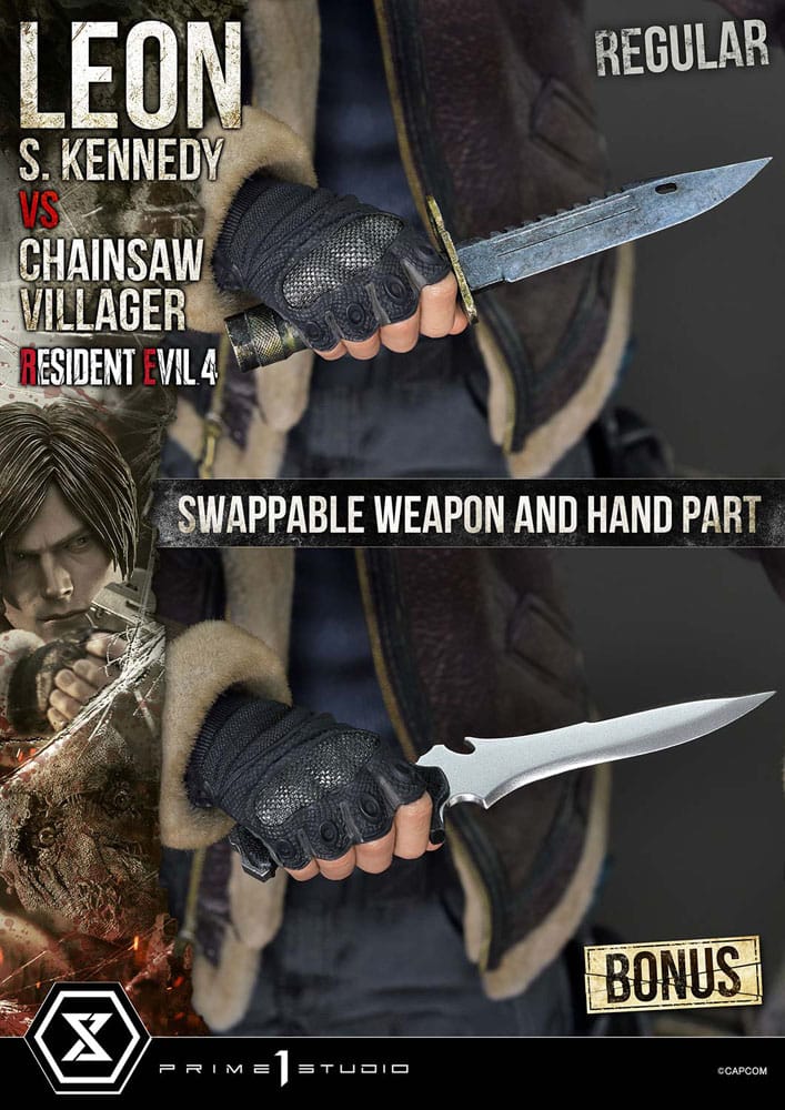 Leon S. Kennedy vs. Chainsaw Villager Resident Evil 4 Ultimate Premium Masterline Series Bonus Ver. 1/4 Figurka 76 cm - Image 14