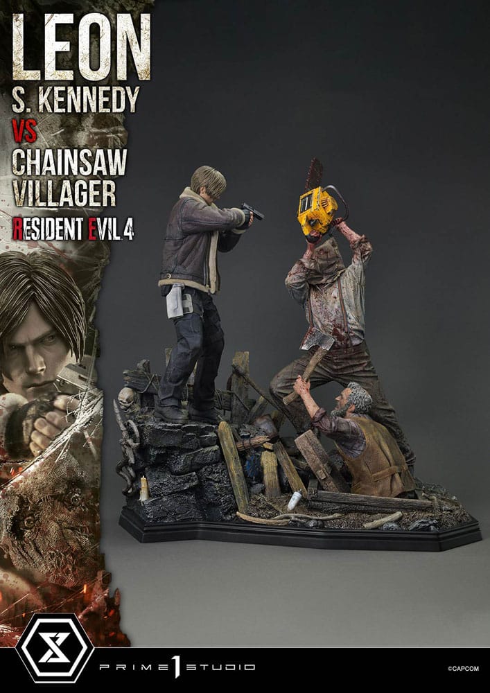 Leon S. Kennedy vs. Chainsaw Villager Resident Evil 4 Ultimate Premium Masterline Series Bonus Ver. 1/4 Figurka 76 cm - Image 17