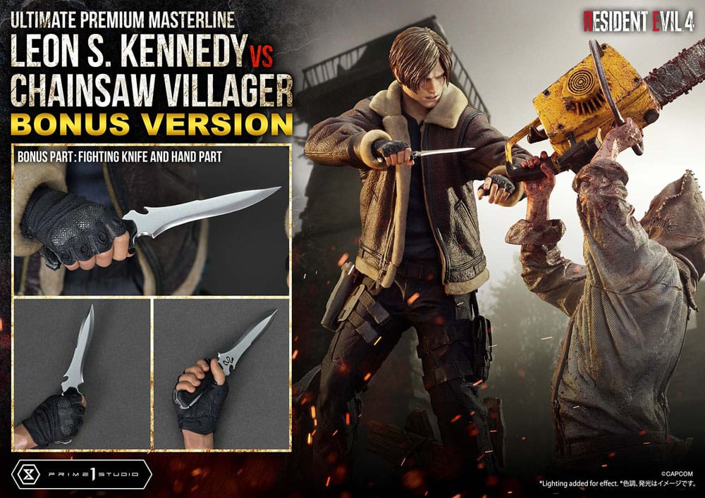 Leon S. Kennedy vs. Chainsaw Villager Resident Evil 4 Ultimate Premium Masterline Series Bonus Ver. 1/4 Figurka 76 cm - Image 2