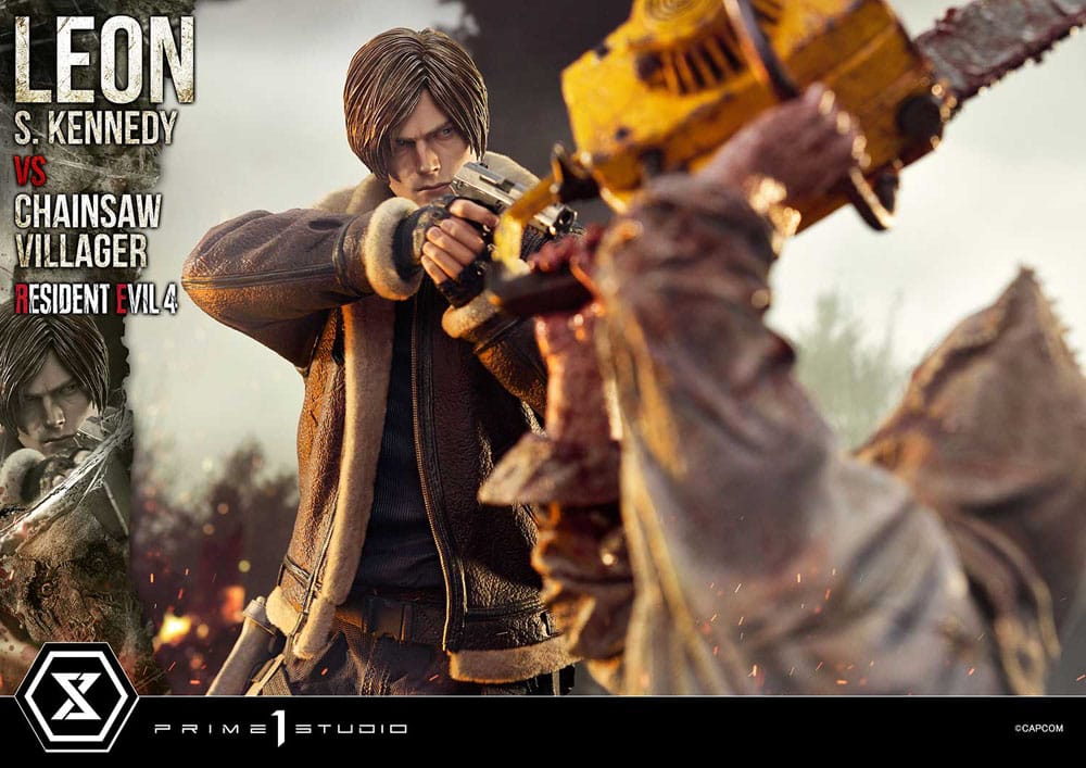 Leon S. Kennedy vs. Chainsaw Villager Resident Evil 4 Ultimate Premium Masterline Series Bonus Ver. 1/4 Figurka 76 cm - Image 8