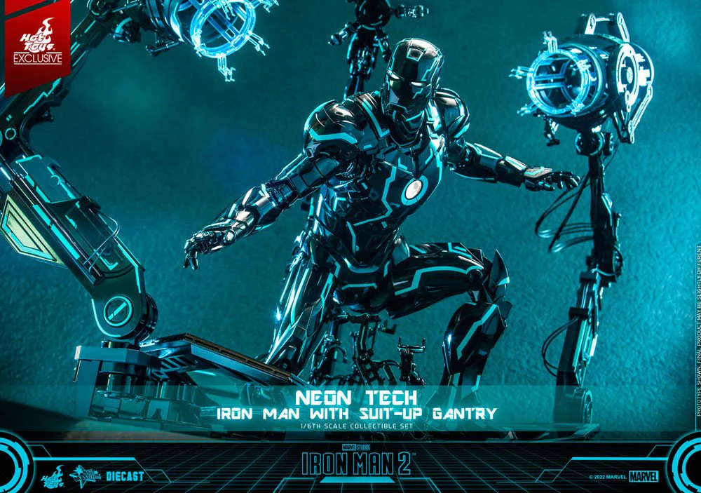 Neon Tech Iron Man with Suit-Up Gantry  Marvel Iron Man 2 1/6 Figurka 32 cm - Image 12