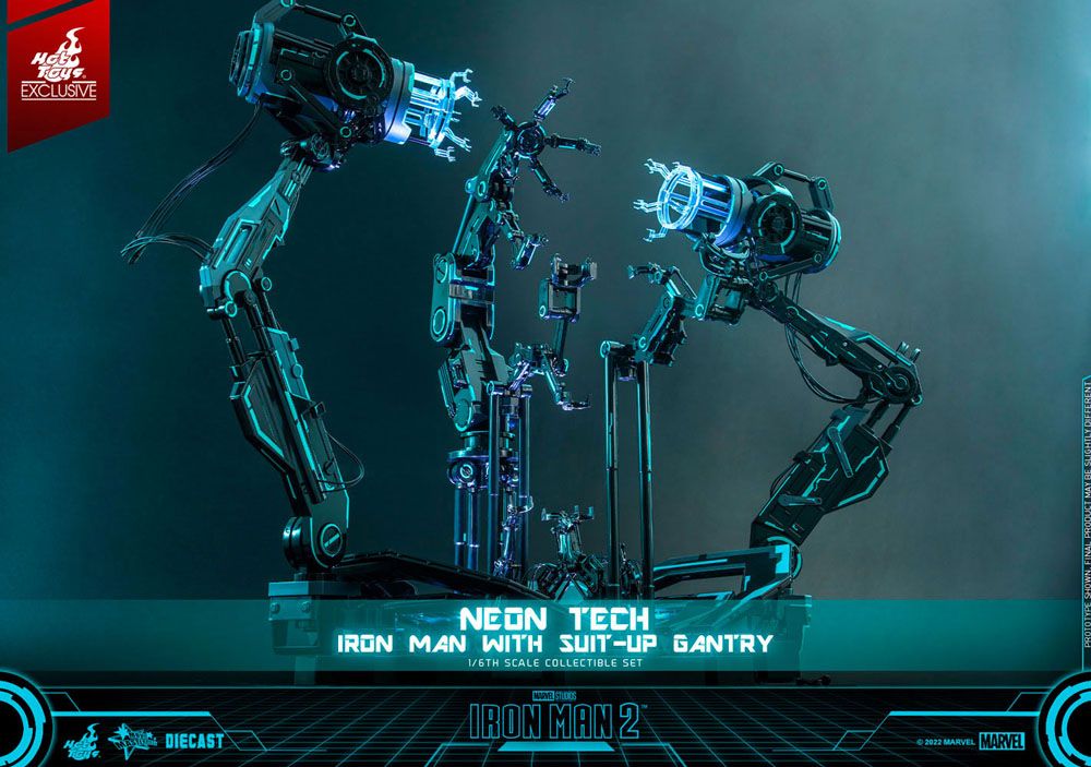 Neon Tech Iron Man with Suit-Up Gantry  Marvel Iron Man 2 1/6 Figurka 32 cm - Image 19