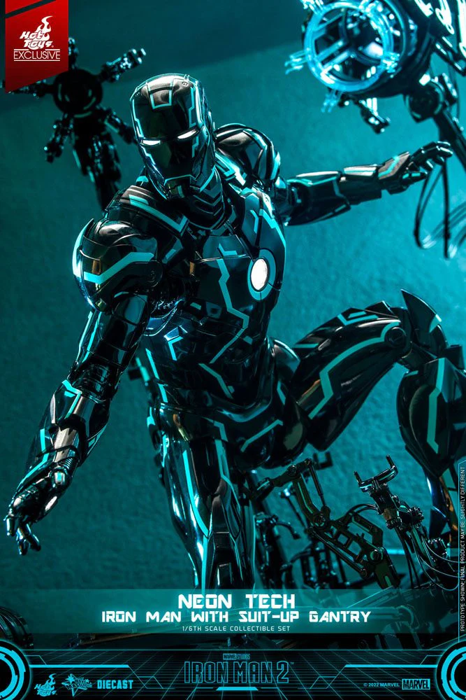 Neon Tech Iron Man with Suit-Up Gantry  Marvel Iron Man 2 1/6 Figurka 32 cm - Image 7