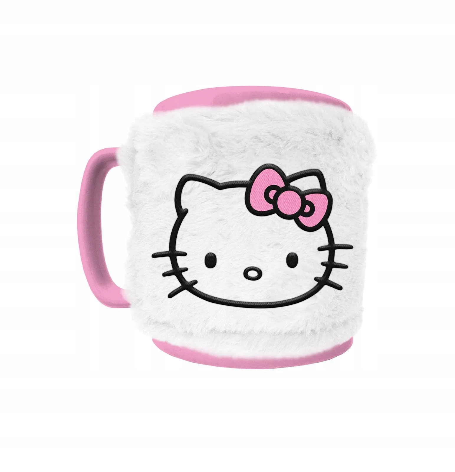 Różowa Kokardka kubek z futerkiem Hello Kitty