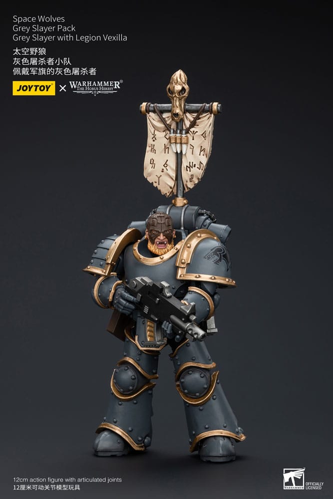 Space Wolves Grey Slayer With Legion Vexilla Warhammer The Horus Heresy 1/18 Figurka 12 cm - Image 2