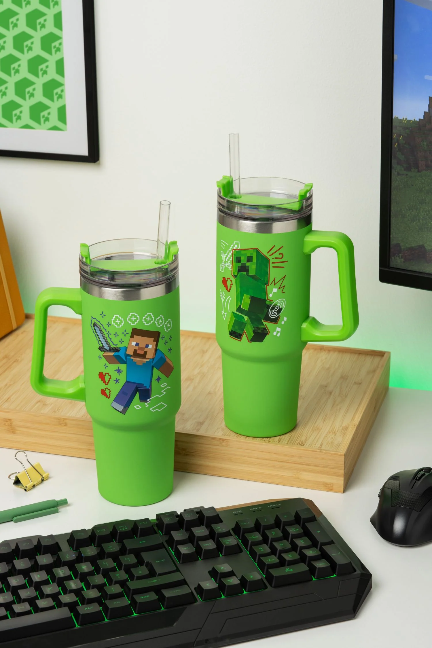 Steve & Creeper Kubek Podróżny Ze Słomką Minecraft - Image 4
