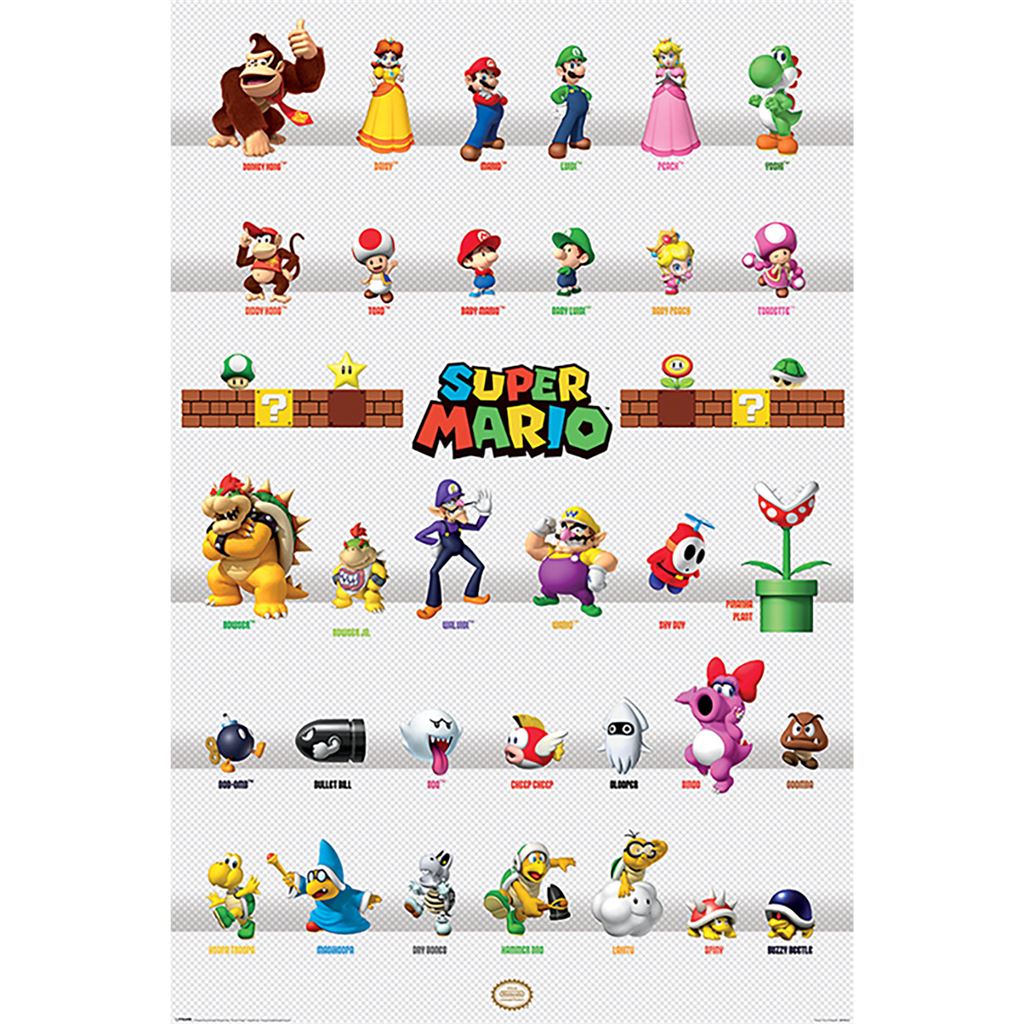 Super Mario Nintendo Character Parade Maxi Poster Plakat 61 X 91.5cm