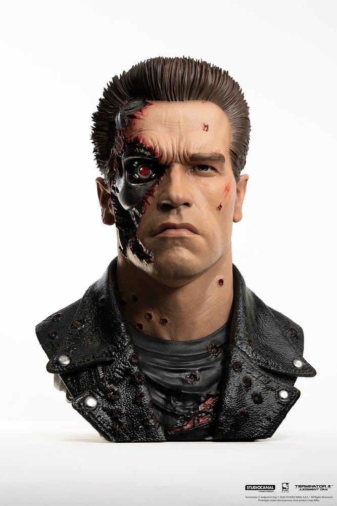 T-800 Model 101 Battle Damaged Art Mask Terminator 2 1/1 Figurka 47 cm