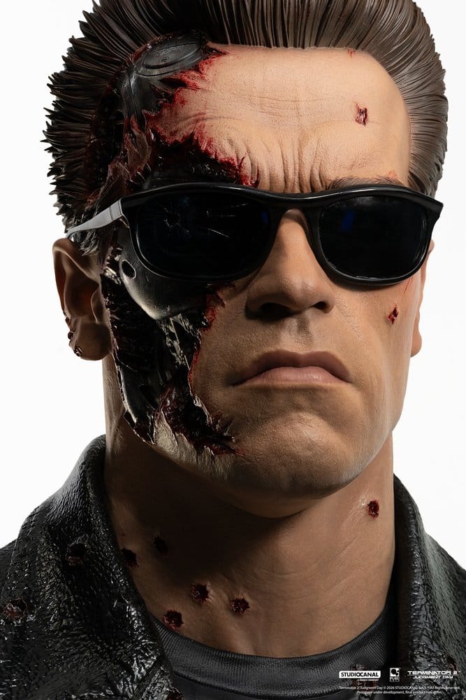 T-800 Model 101 Battle Damaged Art Mask Terminator 2 1/1 Figurka 47 cm - Image 11