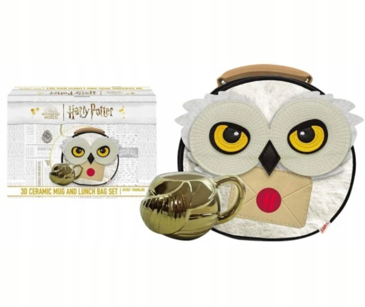 Zestaw Prezentowy: kubek 3D Złoty Znicz + torba na lunch Hedwiga Harry Potter
